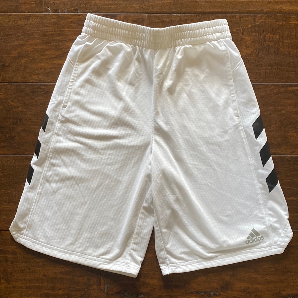 ADIDAS - White with Black stripes - boys shorts - size Large (14-16) Like new